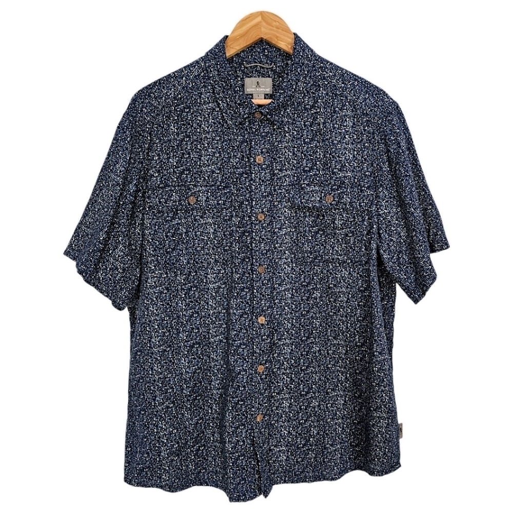 Royal Robbins Cool Mesh Shirt Mens Eclipse Print Blue Size Large Relaxed Fit